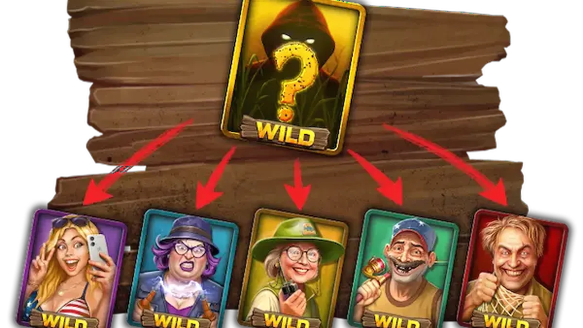 Tampilan visual slot Catfish Hunters dengan tema rawa dan peralatan memancing.