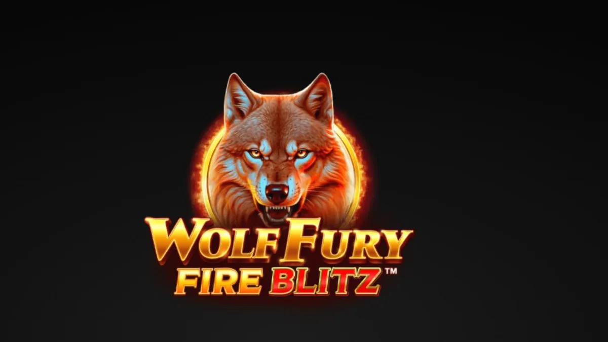 Tampilan visual mesin slot Wolf Fury Fire Blitz dengan simbol buah dan serigala menyala