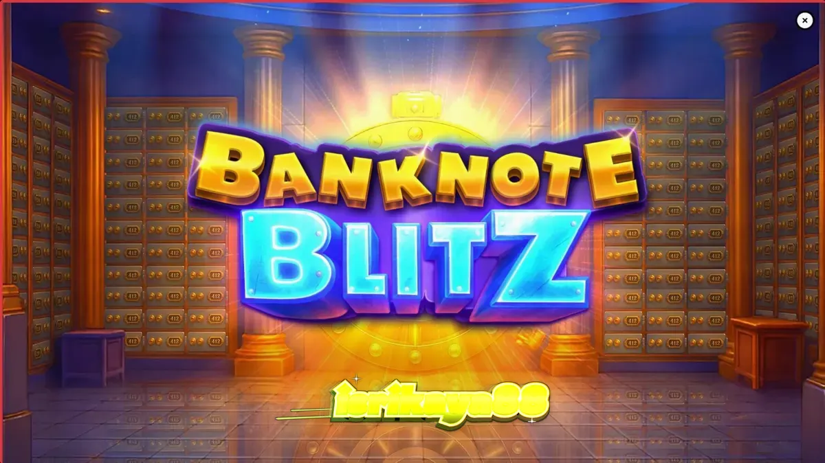 Tampilan visual slot Banknote Blitz dengan tema brankas bank yang mewah